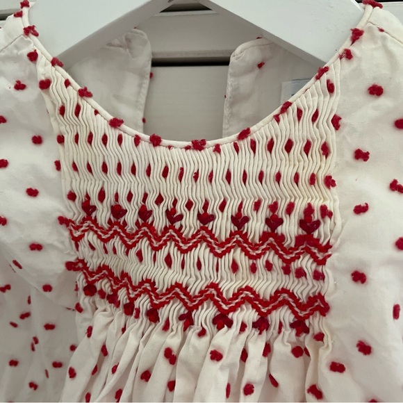 Luli & Me Red Smocked Polka Dot Dress Size 6 Months - Picture 2 of 4